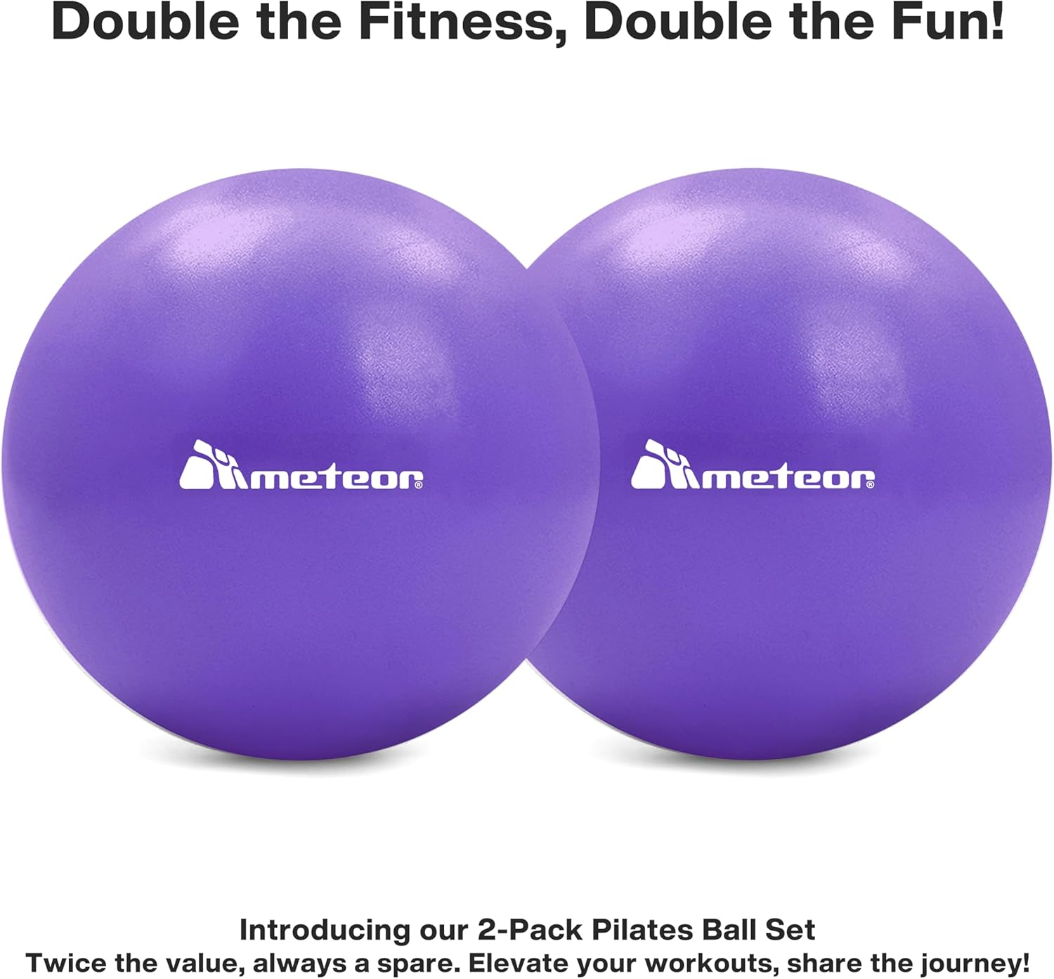 Meteor 2Pcs Mini Pilates Ball (25Cm) - Small Swiss Ball, Exercise Ball, Fitness Ball, Barre Ball - Ideal for Yoga, Pilates, Therapy & Relaxation