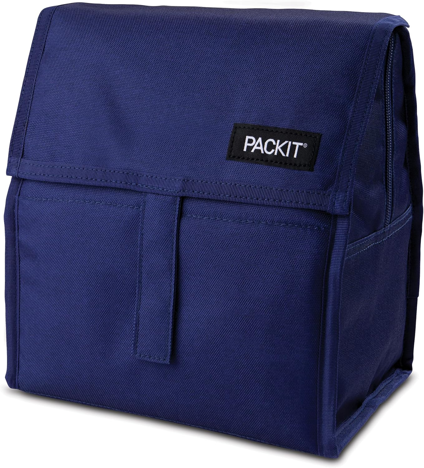 Packit Freezable Lunch Bag - Innovative Lunch Bag W/A Built-In Freezable Gel Liner for Cooling Power, Can Fold for Easy Storage, Easy Clip Handle, Perfect for Packing Meals & Snacks - True Blue image number 5
