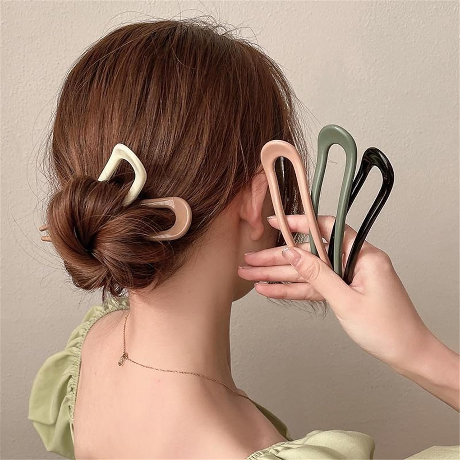 U Shaped Hairpin, French Hairpin Fork Updo Chignon Pins Headpiece, for All Hair Types of Women and Girls Styling Hair Accessories (Pack of 5) image number 2