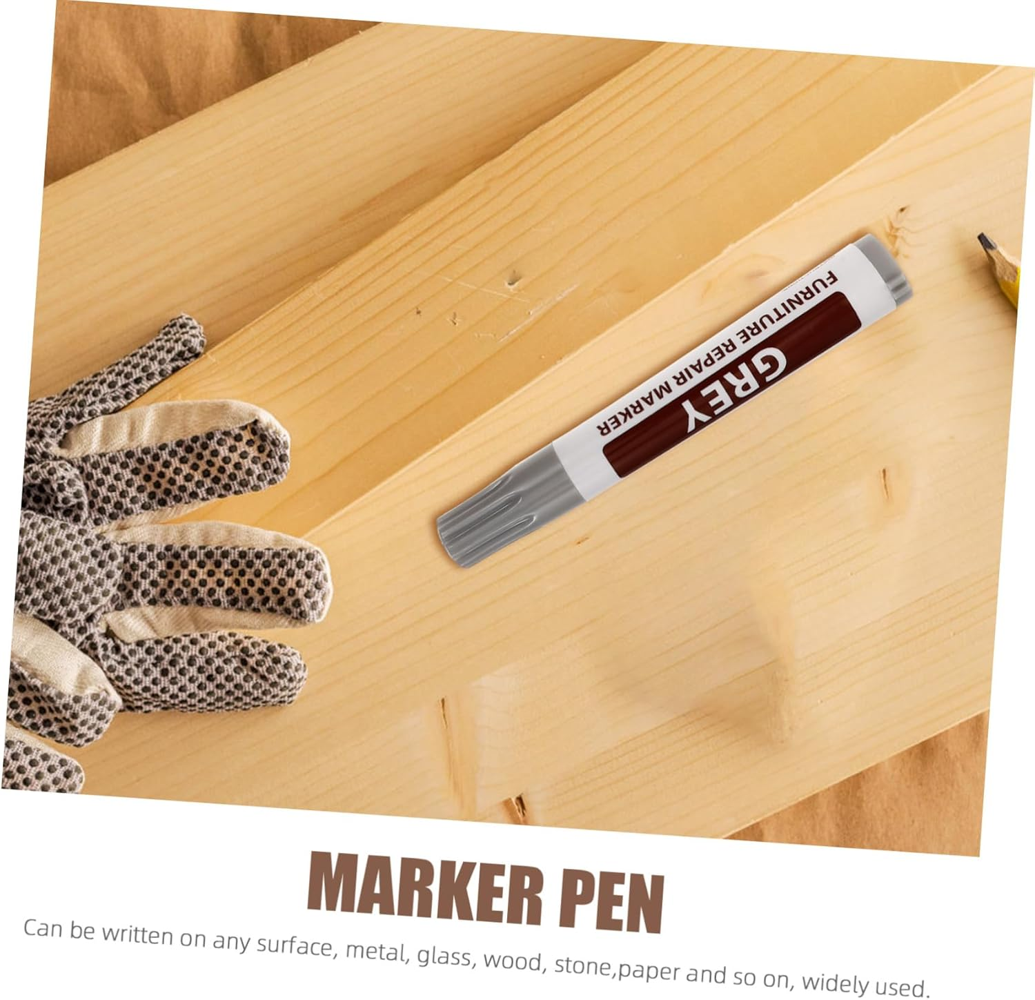 CANIGHT 8Pcs Furniture Scratch Repair Kit Hardwood Floor Touch-Up Pen Set for Wood Marker Pens image number 3