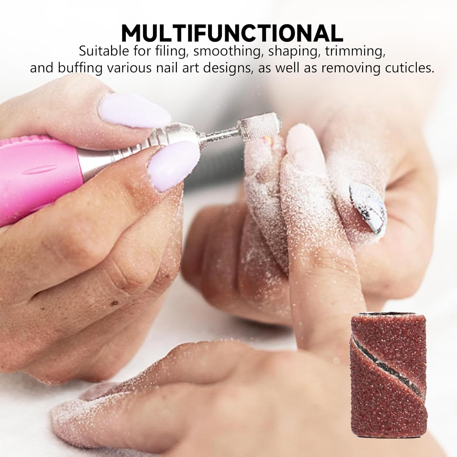 100 Pcs Nail Drill Bits Sanding Bands for Nail Drill 180 Fine Grit Nail File Sanding Bands - Nail Drill Bits and Nail Supplies to Stock Your Nail Tech Supplies with Tools