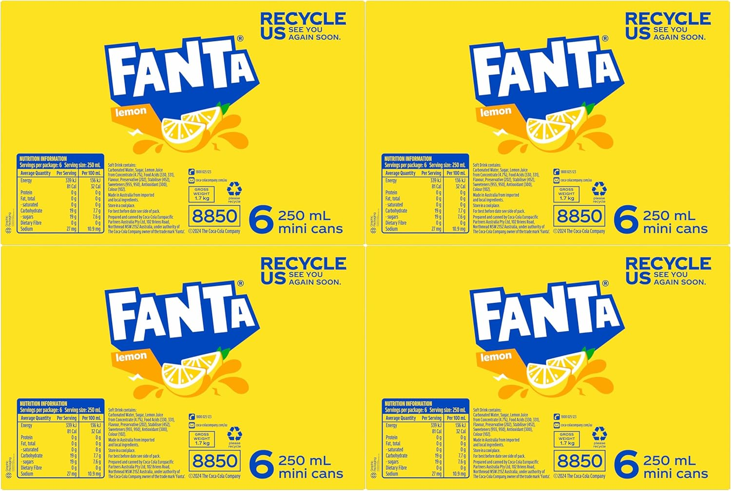 Fanta Lemon Soft Drink 24 X 250Ml Can image number 6