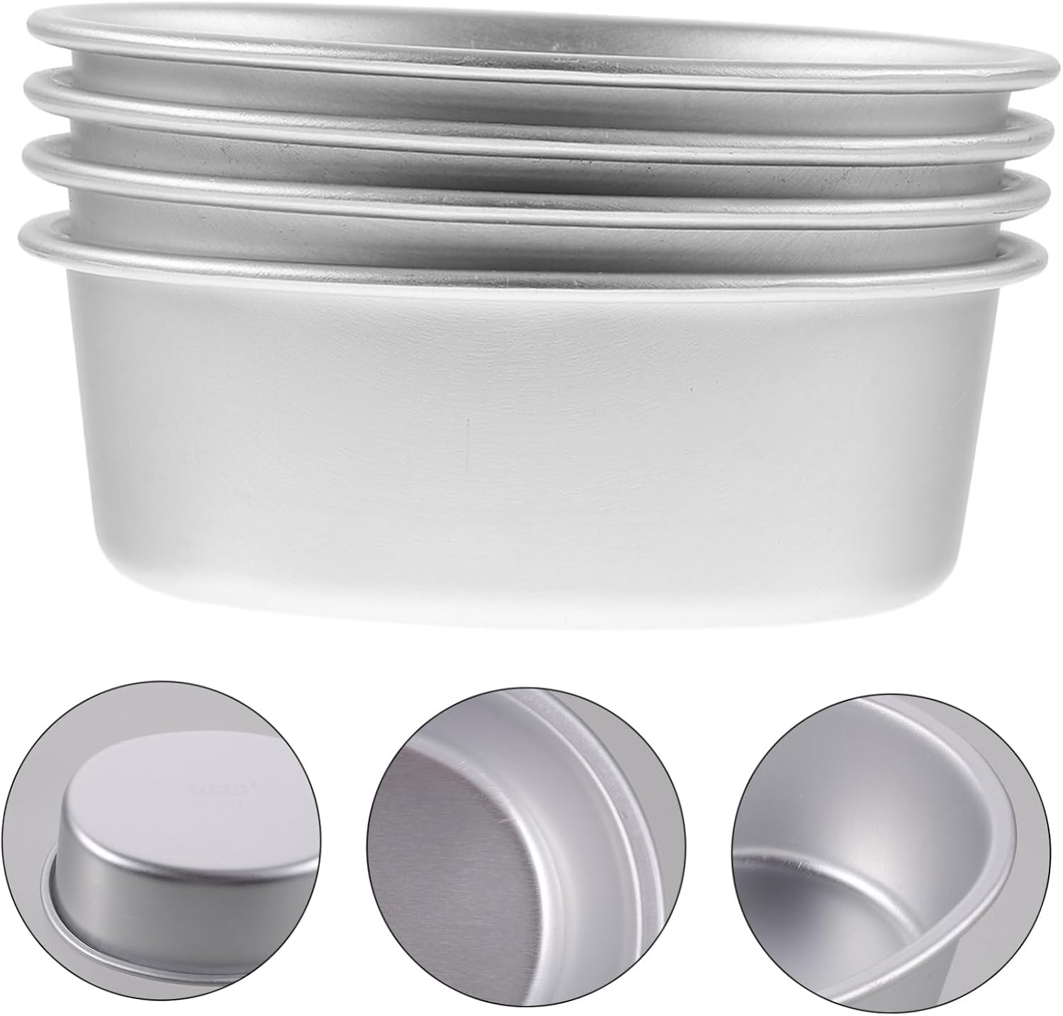 PHENOFICE 4Pcs Aluminum Alloy Cake Pans Non-Stick Baking Molds Oval Metal Cheese Cake Pans Sturdy Bakeware Set for Kitchen Baking image number 1
