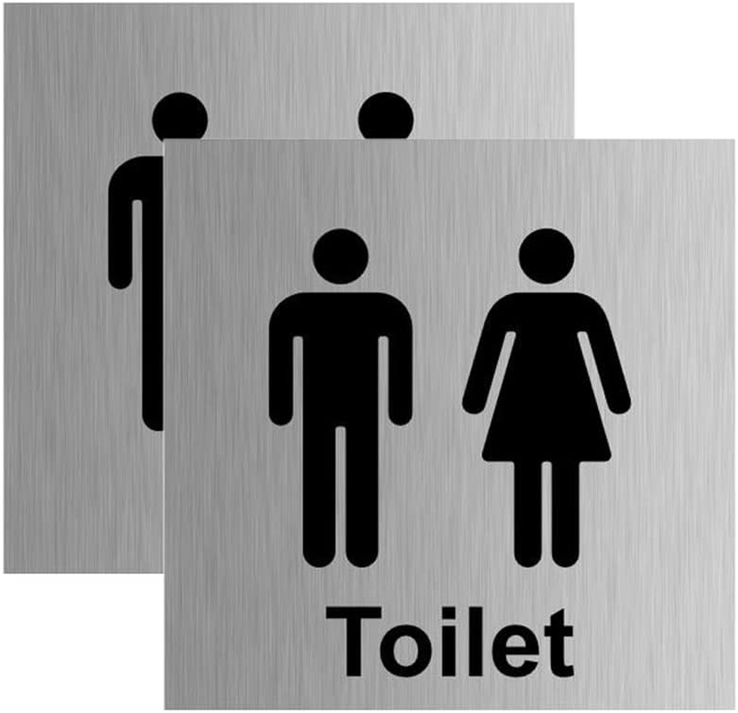 Haobase 2 Pcs General Door-Gents/Ladies Toilet Sign Sticker - 15 Cm X 15 Cm - Self Adhesive Vinyl image number 1