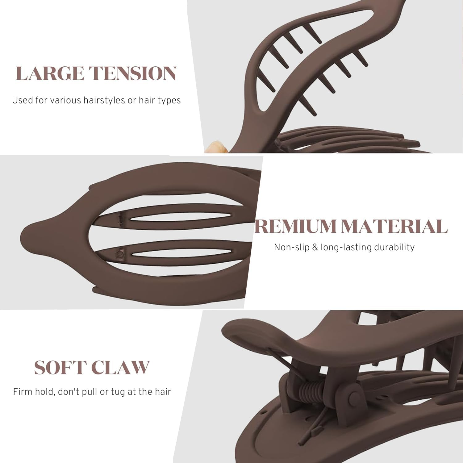 Pack of 8 Hair Clips for Women, Flat Claw Clip, Hair Clips, Large Hair Clip, Non-Slip, for Thick & Thin Hair, Elegant French Hair Clip for Everyday, Sports, Driving image number 4