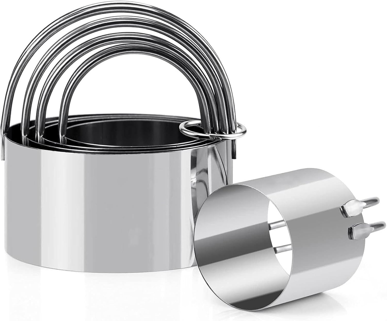 Cookie Cutters Set (5 Pieces/Set), Stainless Steel Scone Cutters with Handles, round Pastry Cutters Circle Biscuit Cutters Set for Baking, Professional Dough Cutter Tool.