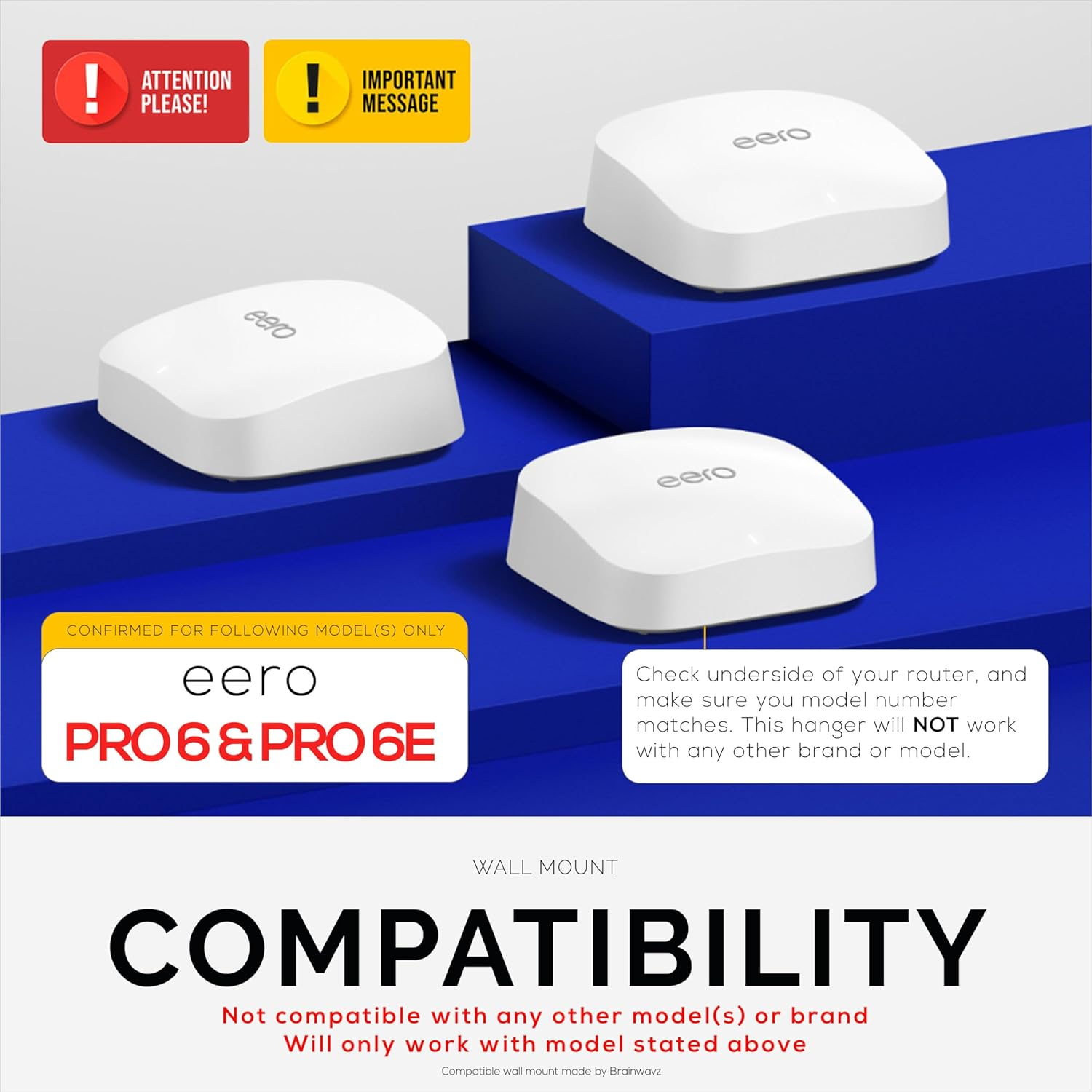 Wall Mount Compatible with EERO Pro 6 & EERO Pro 6E Mesh Wifi Router (Not Compatible with Other EERO Models), Easy Install Holder Bracket, Reduce Interference & Clutter, Adhesive & Screw-In Mounting image number 4