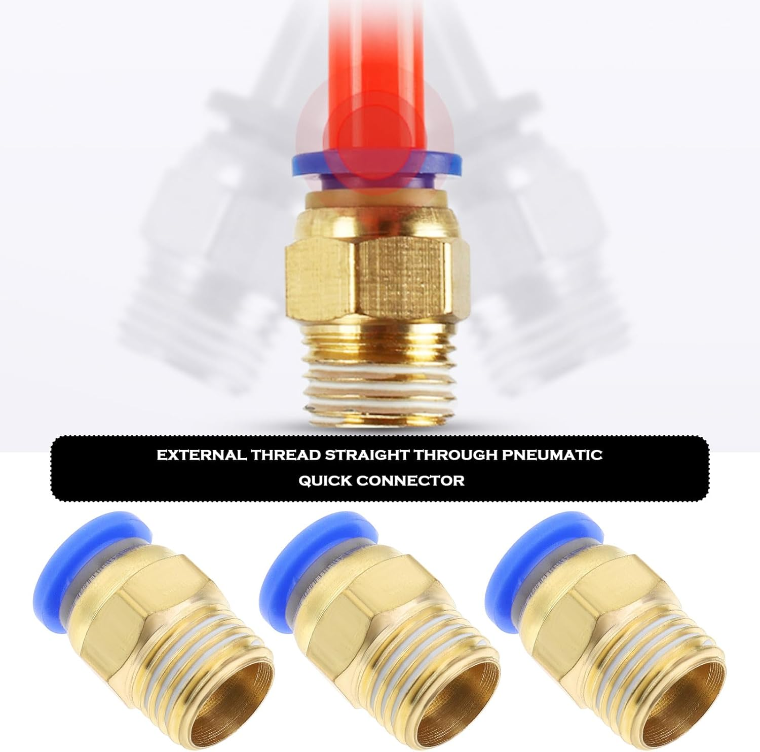 LT Easiyl 10PCS Straight Pneumatic Push-In Fitting 1/4 Inch Male to 8 Mm Tube OD Push to Quick Compressed Air Connection Plug