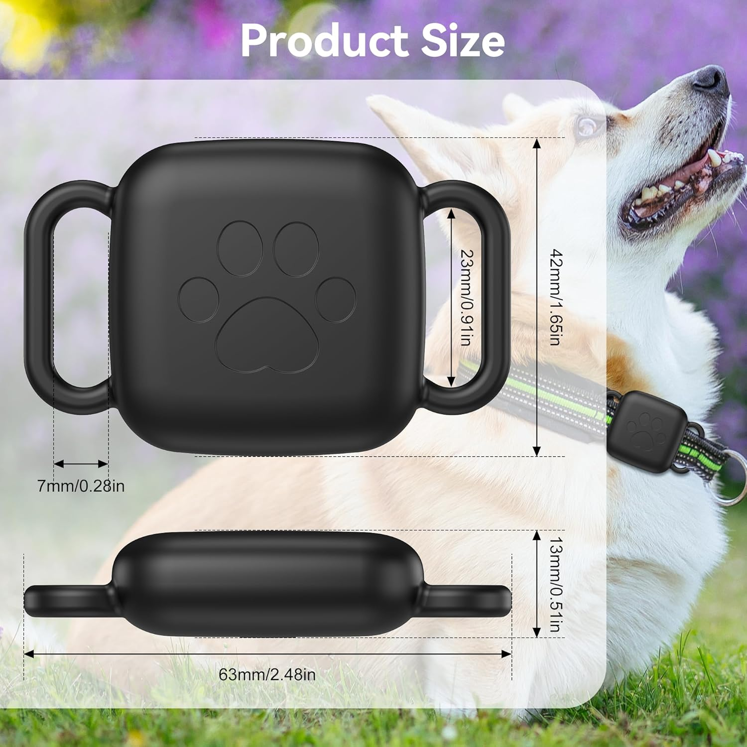 Skyarmor Dog Collar Holder for Tile Mate 2024, 2 Pack Waterproof Silicone Cover, Scratch Resistant Dustproof, Black/Off-White - Black/White image number 3