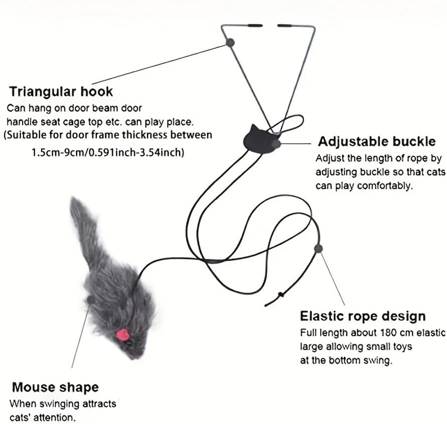 ARFUKA Cat Toys Interactive Cat Toy Feather Door Hanging Cat Toy Mouse Toy Self Play Retractable Cat Teaser Toy for Indoor Cats Kitten and Bored Indoor Adult Cats Pack of 2 image number 4