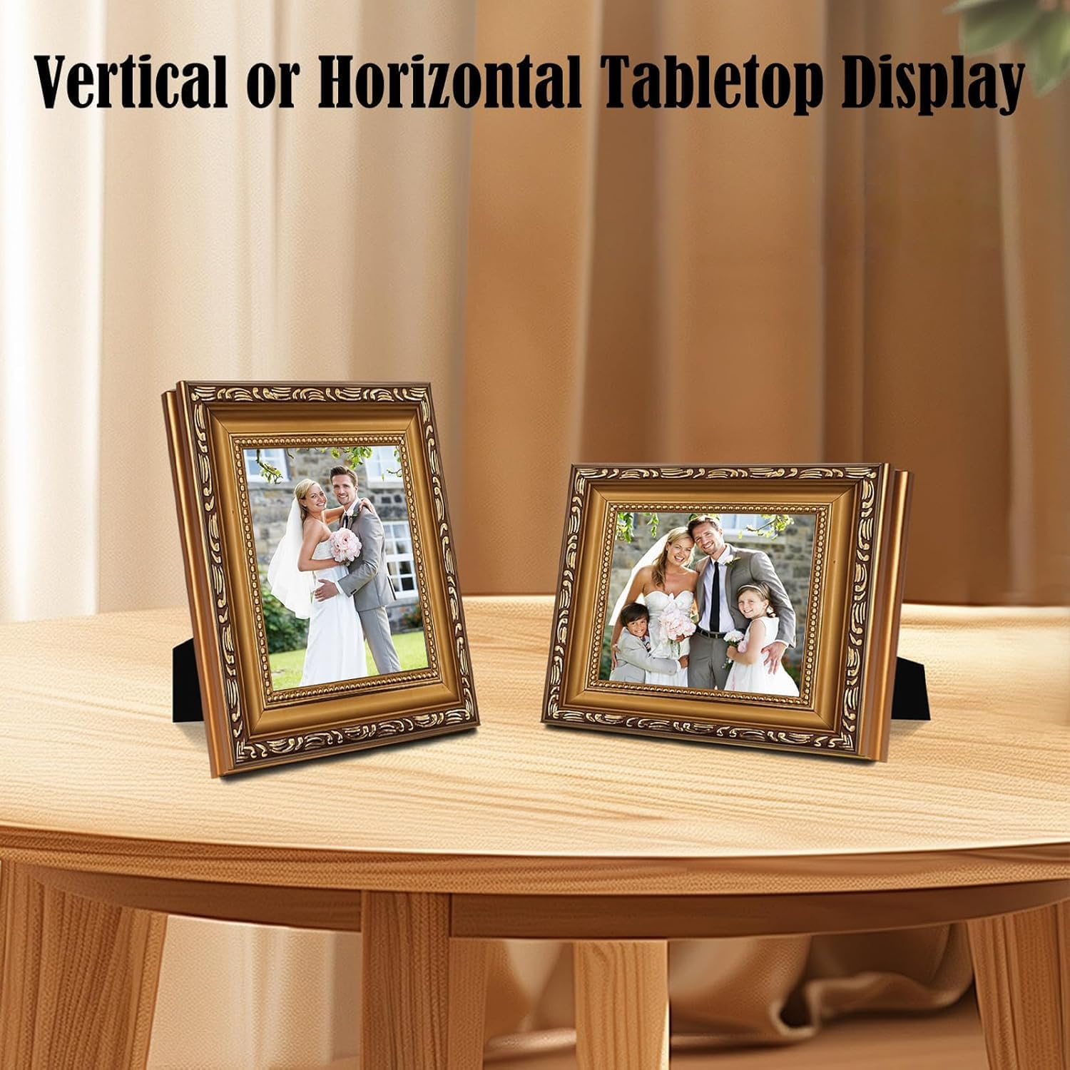 Vintage Picture Frame, 6&times;8'' Picture Frame Gold, for Desktop Display and Wall Mount Home Decor, Ornate Photo Frame for Poster (6X8In - Gold) - 5X7In - Gold image number 2