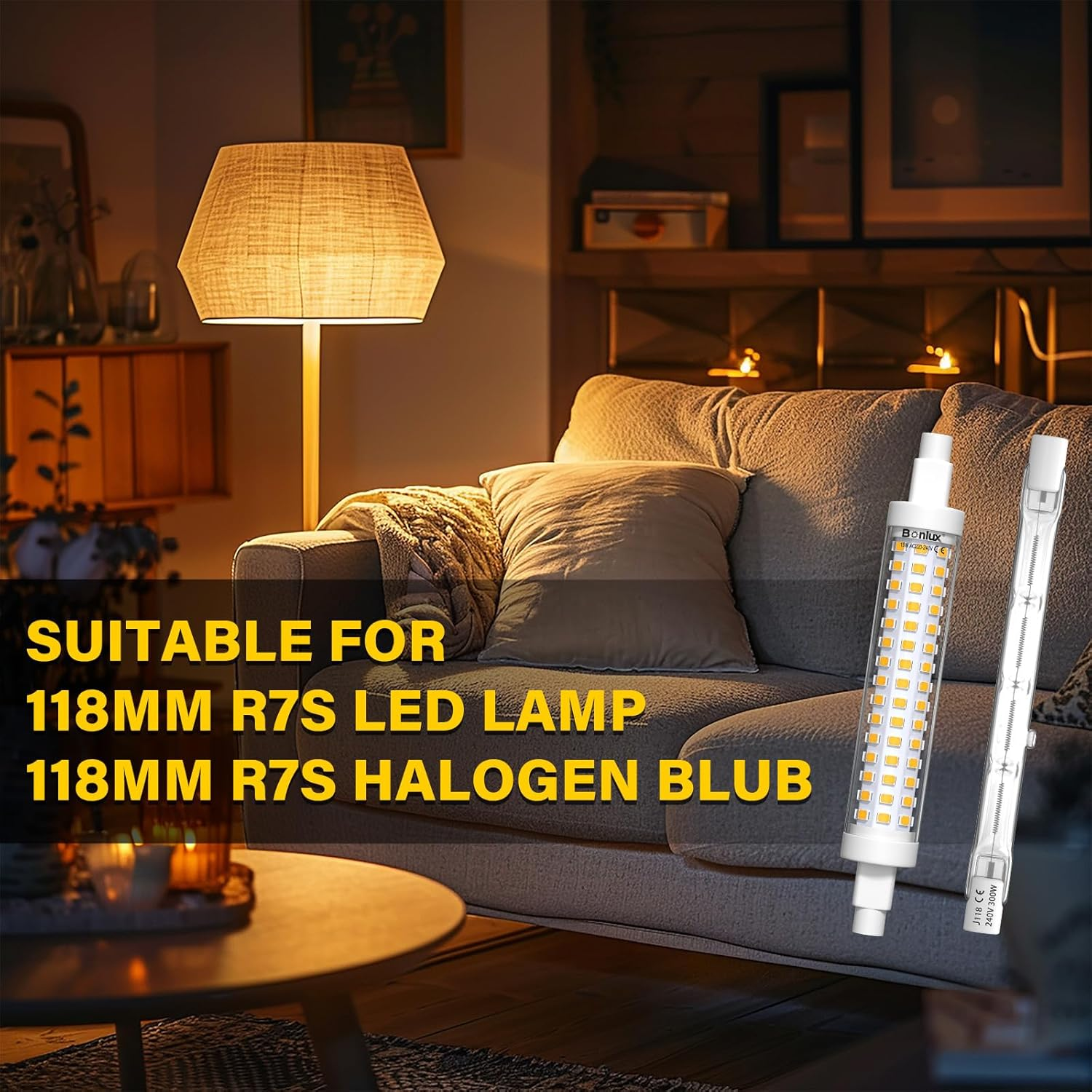 Bonlux R7S Bulb Socket,118Mm Bulb Lamp Holder Double Ended Lamp Holder Connector Metal Ceramic Handle R7S Lamp Socket for Flood Light Halogen Linear Lamp (2 PCS) image number 3