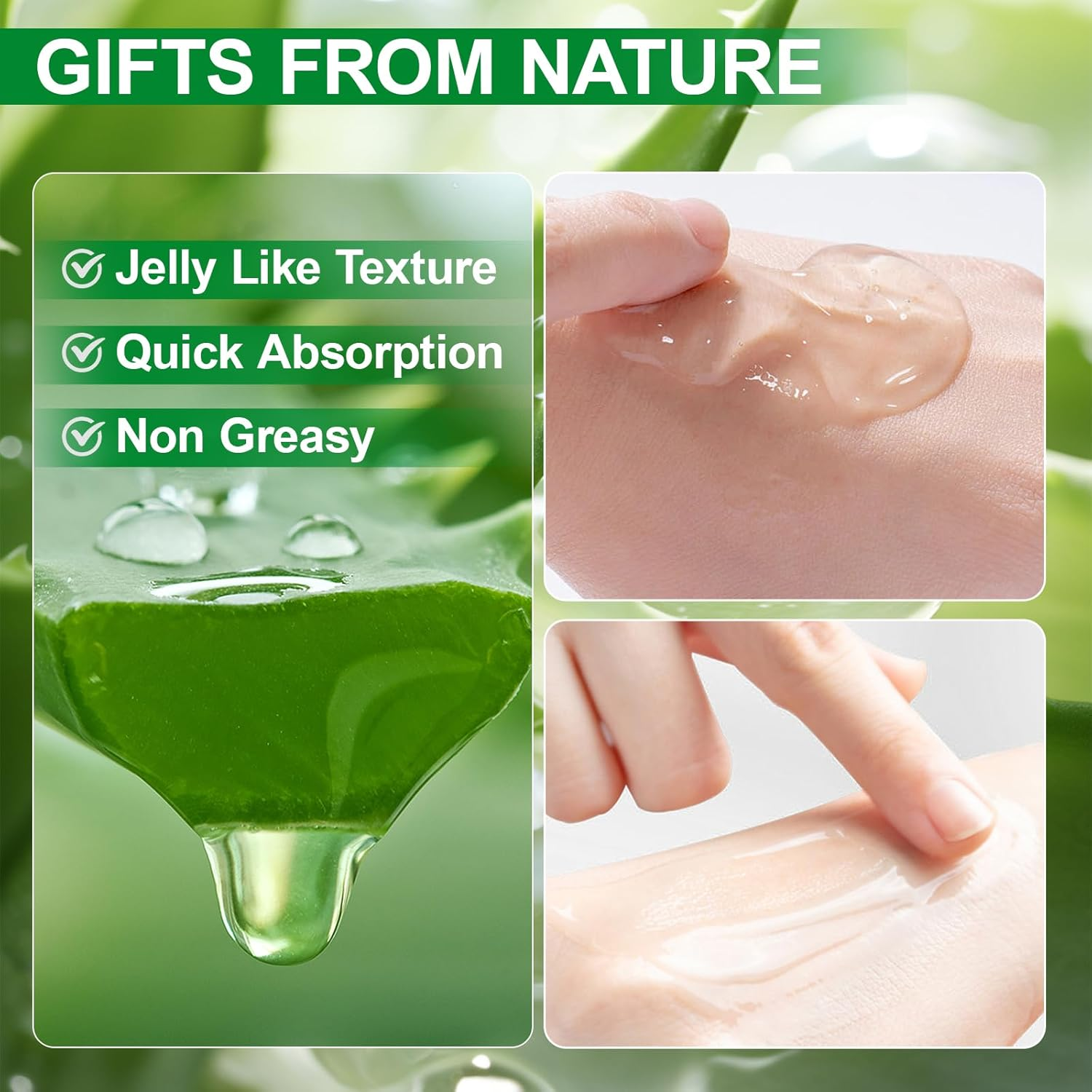 Erinde Aloe Vera Gel | 99% Pure Natural Aloe Gel for Moisturizing Face Skin & Hair Care,Durable Moisturizing Hydrating Soothing, Non-Sticky 30 PC Travel Size, after Sun Soothing Care image number 3