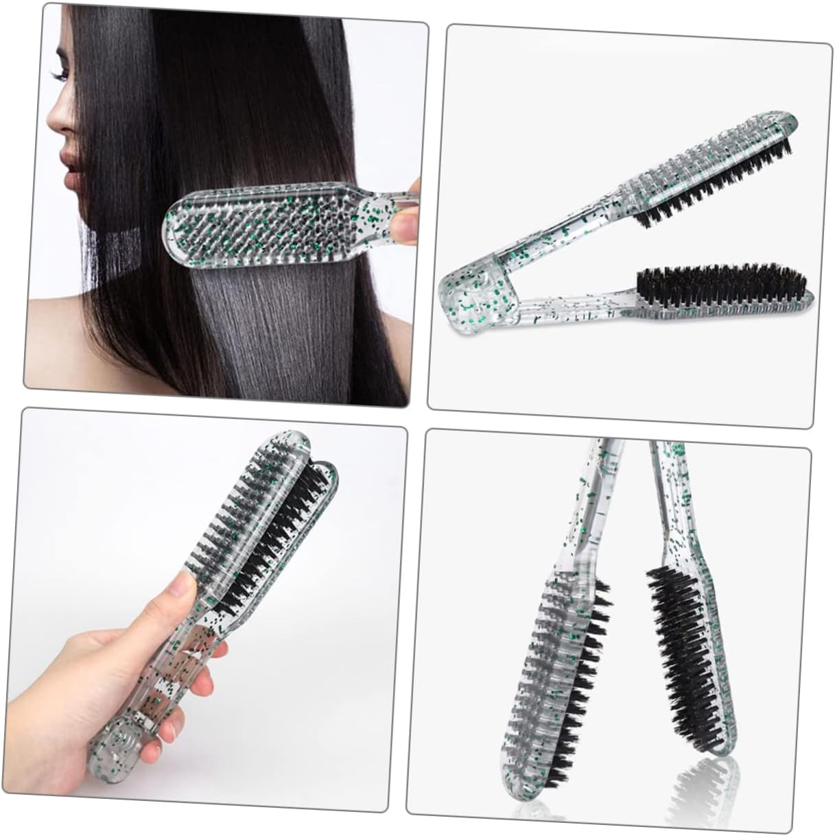 AUTSUPPL Professional Clamp Hair Brush for Rapid Straightening Styling Comb Bristle for Women Hair image number 1
