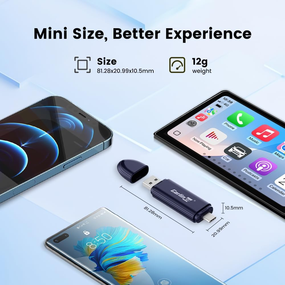 Carlinkit MINI5 PRO 2 in 1 Wireless Carplay/Android Auto Adapter, Wireless CP&AA Adapter, OTA Upgrade, USB-A/USB-C Plug, Wireless Dongle Fit for Factory Wired Carplay/Android Auto Cars 2016+ image number 5