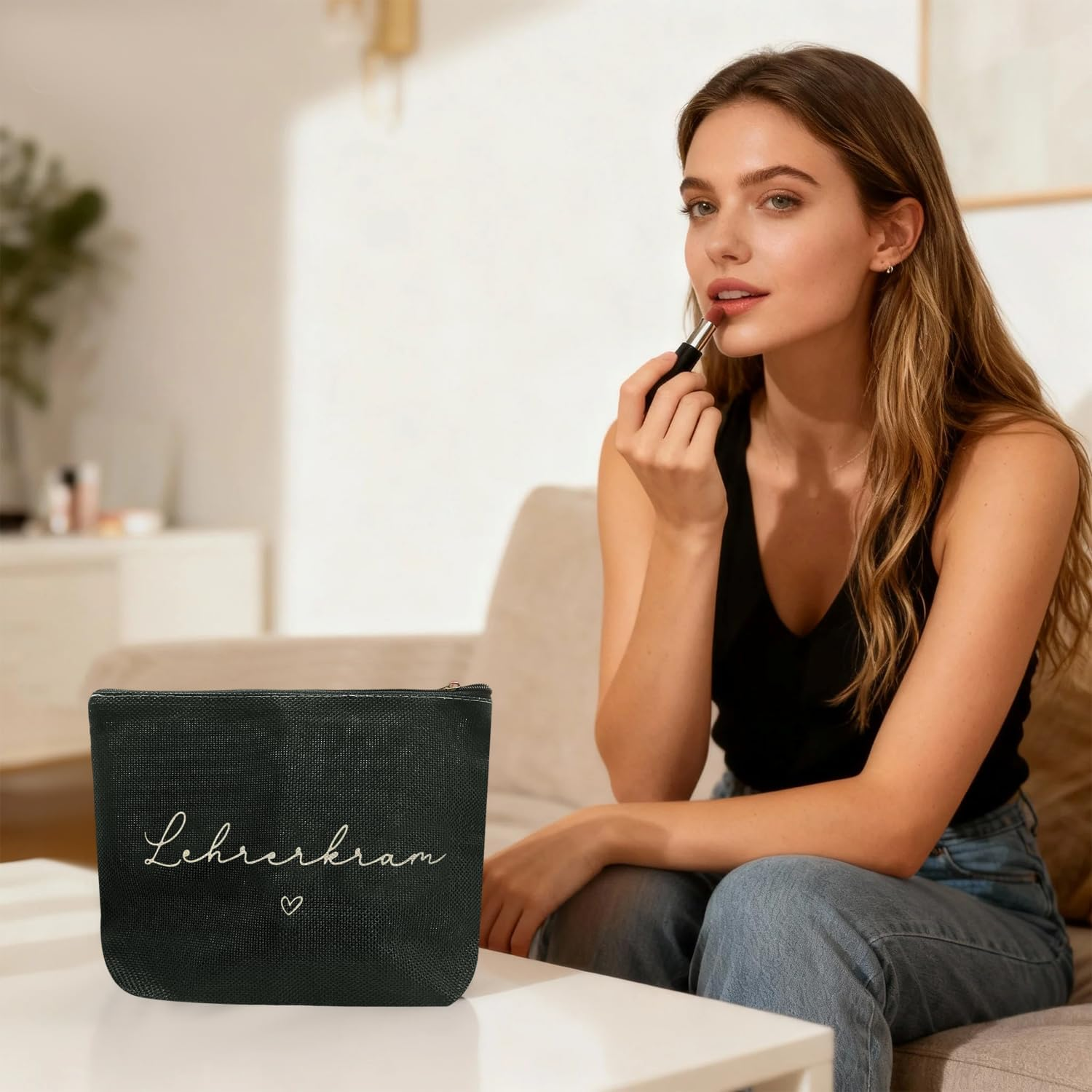 2 German Black Cosmetic Bags, Portable Storage Bags, Travel Wash Bags, Suitable for Cosmetic Finishing image number 1