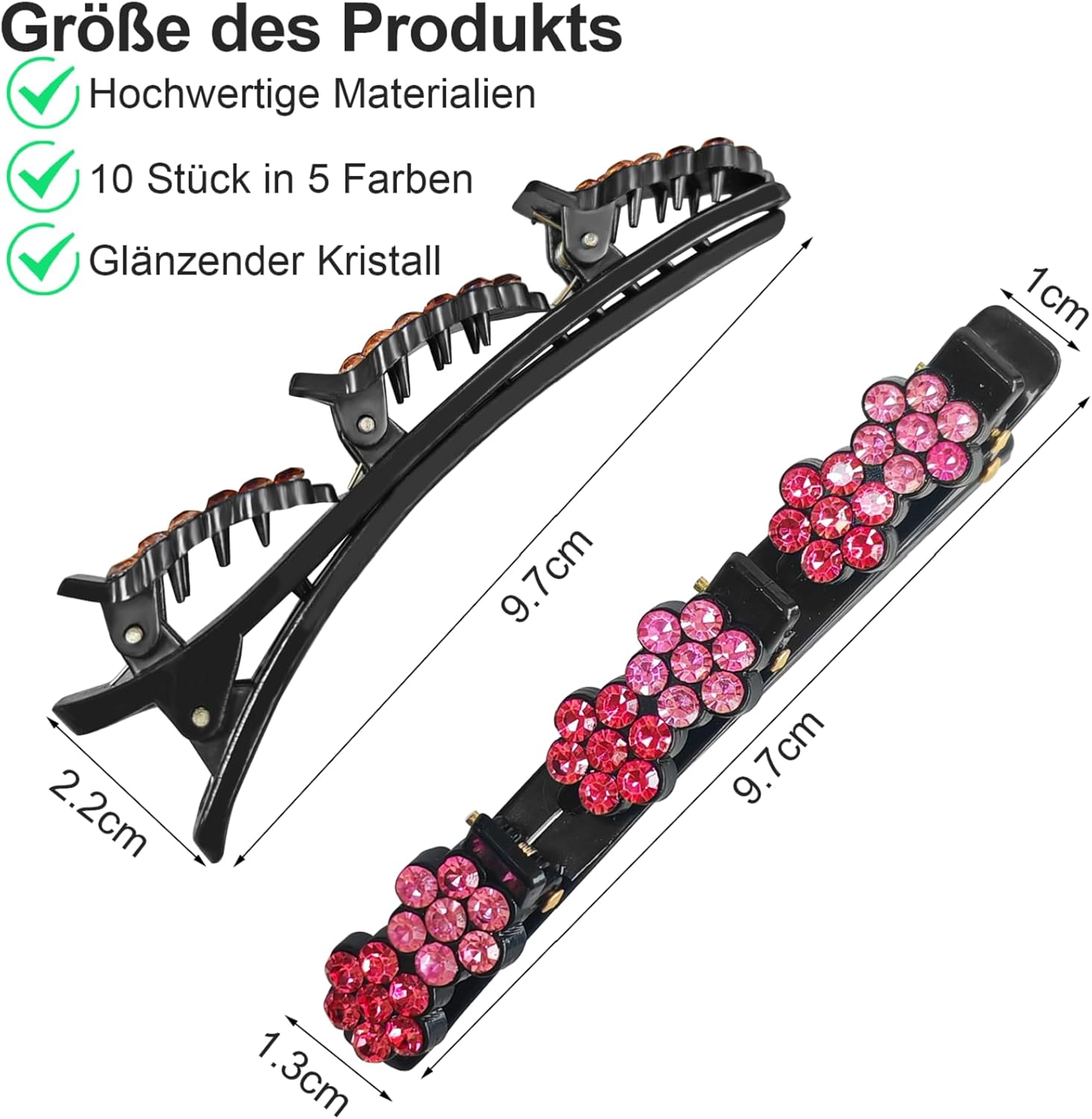 Wwuhua Women'S Hair Clips, Pack of 10 Hair Clips with Crystal Flower, Hair Clip with 3 Clips, Double Layer Hair Clip, Flower Hair Clips for Long and Curly Hair image number 6