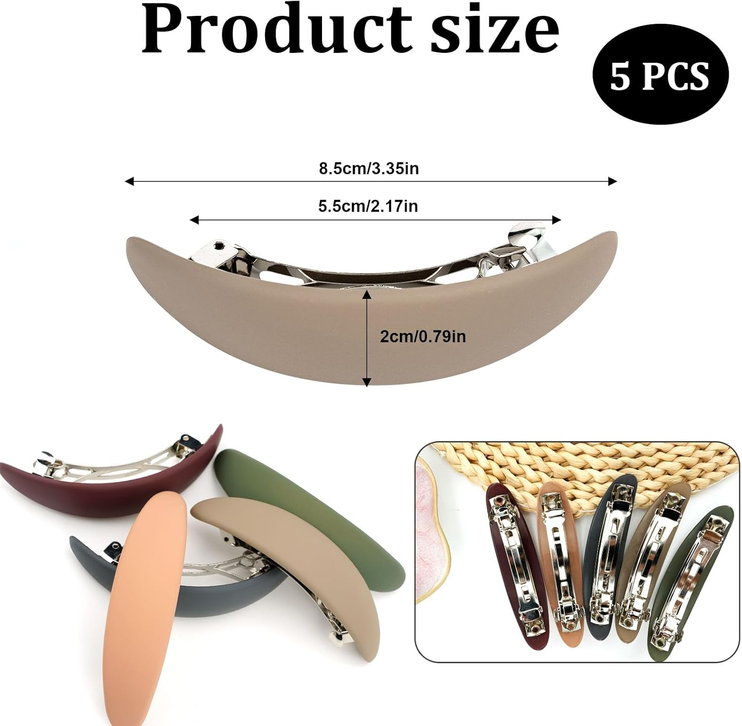 Pack of 5 Hair Clips Women'S Thin Hair, Automatic Hair Clips Vintage, French Hair Clips Women for Thin Hair and Thick Hair, Long Basic Hair Clips Set for Women (B) image number 5