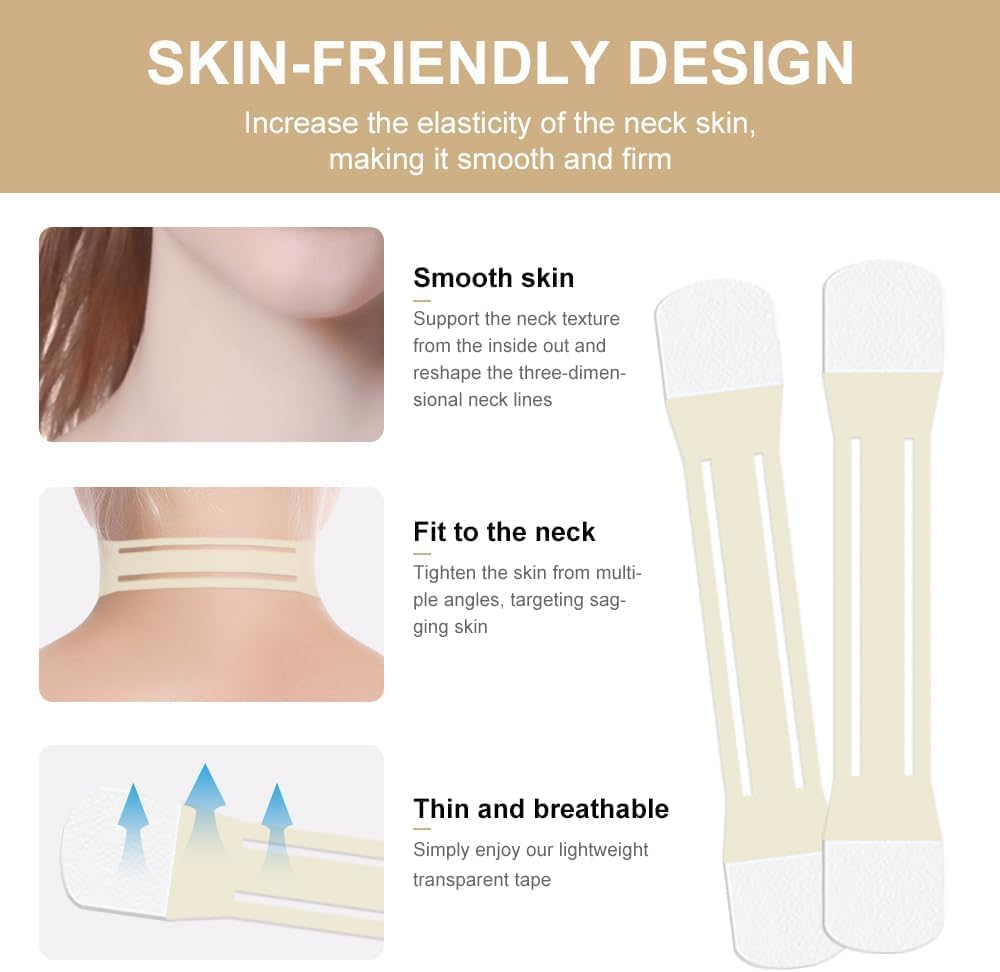 48 Pcs Neck and Face Lift Tape Invisible, 8 Pcs Neck Lifting Tape Invisible 20 Replacement Patches Face Tapes Seamless Waterproof Tapes for Daily Lifting Sagging Skin Firming Face Double Chin image number 3