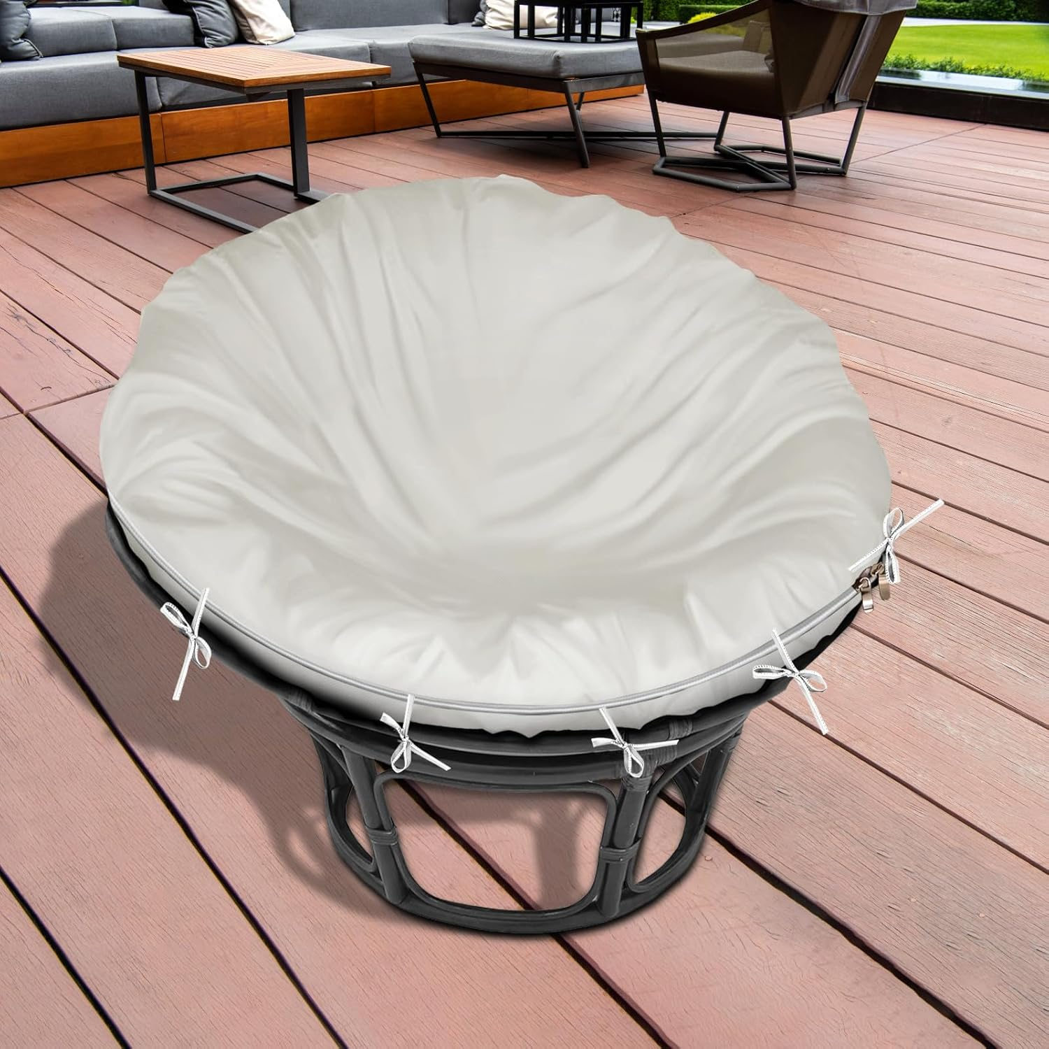 Iceberg Elf Papasan Cushion Cover Only,(For 40In-50In Outdoor Papasan Chair Cushion Covers) Beige Zipper Design for Easy Closure and Removal, Silky Smooth Fabric image number 5