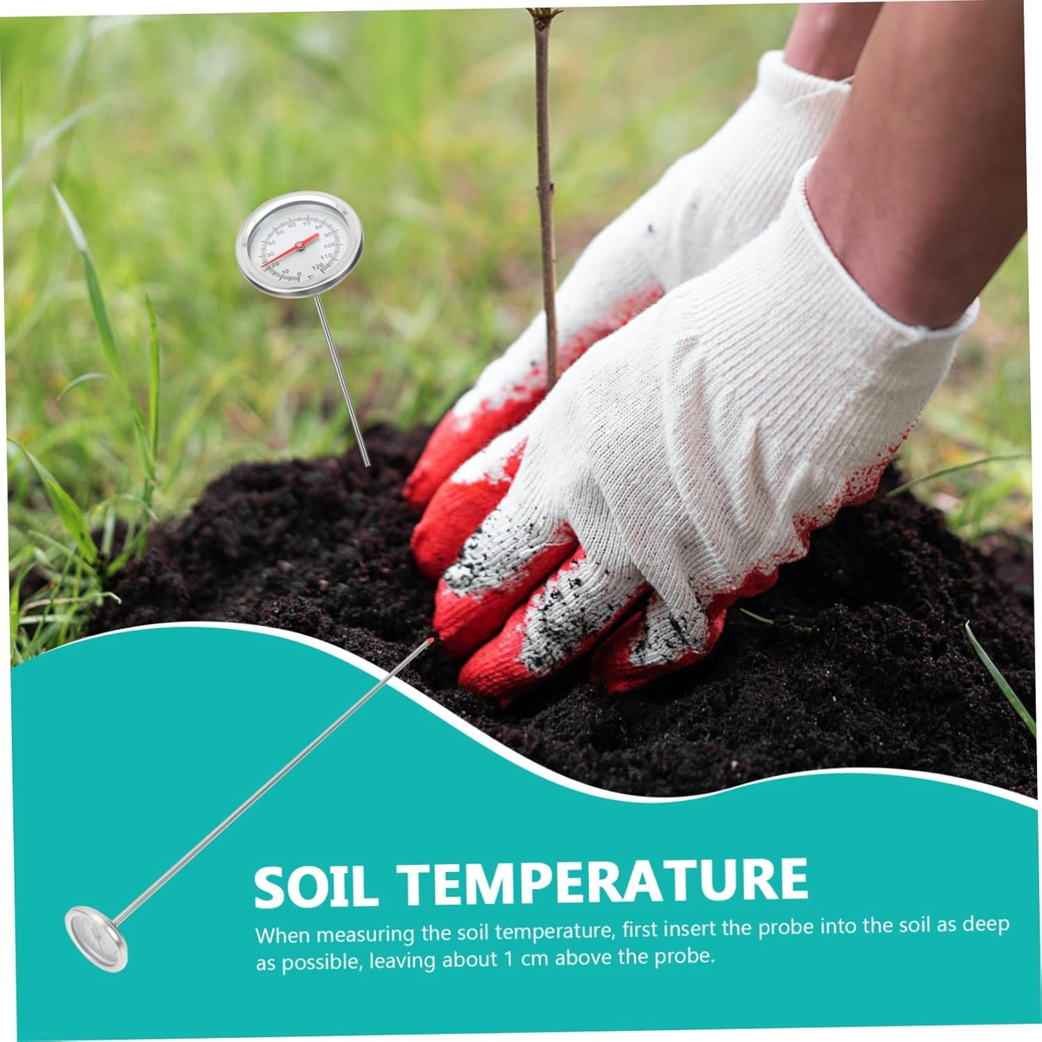 Ifundom Stainless Steel Compost Thermometer Probe for Soil Temperature Measuring Tool Gardening Use Accurate Gauge with Scale Lightweight and Practical Temperature Range C to C image number 3