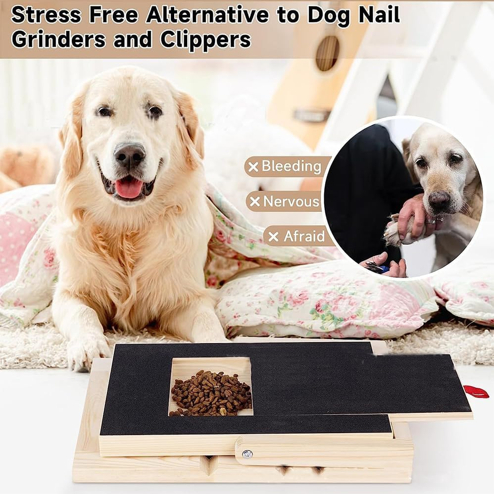 Wooden Dog Scratch Board,Safe & Stress-Free Dogs Nail File Board,Adjustable Angle,Durable Sandpaper Surface,Expandable Dog Snack Box,Easy Training Aid for Dogs,Great for Pets of All Ages image number 2