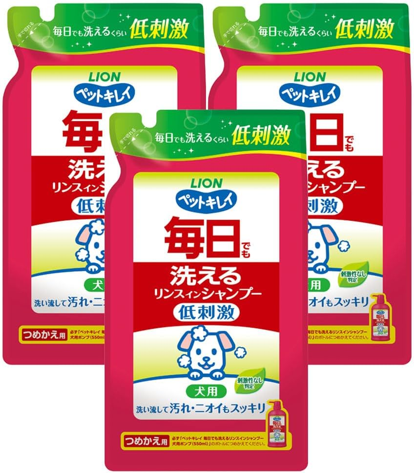 Lion Pet Kirei Daily Washable Rinse in Shampoo for Dogs, Refill, 13.5 Fl Oz (400 Ml) X 3 Packs (Bulk Purchase) image number 1