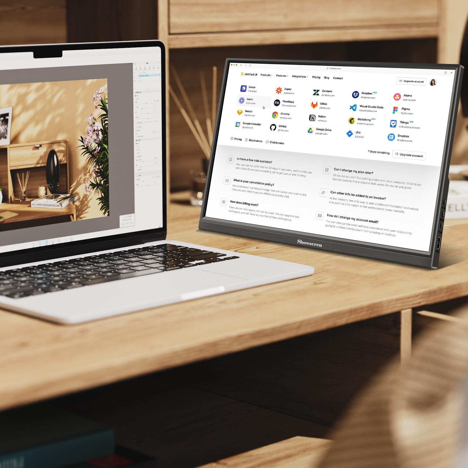 Portable Monitor 16Inch, Full HD 1920X1200P Display 300Cd/Brightness,60Hz IPS LCD Panel,100% RGB, Built-In Speaker, HDMI USB C Portable Monitor for Laptop PC PS3/PS4 Switch