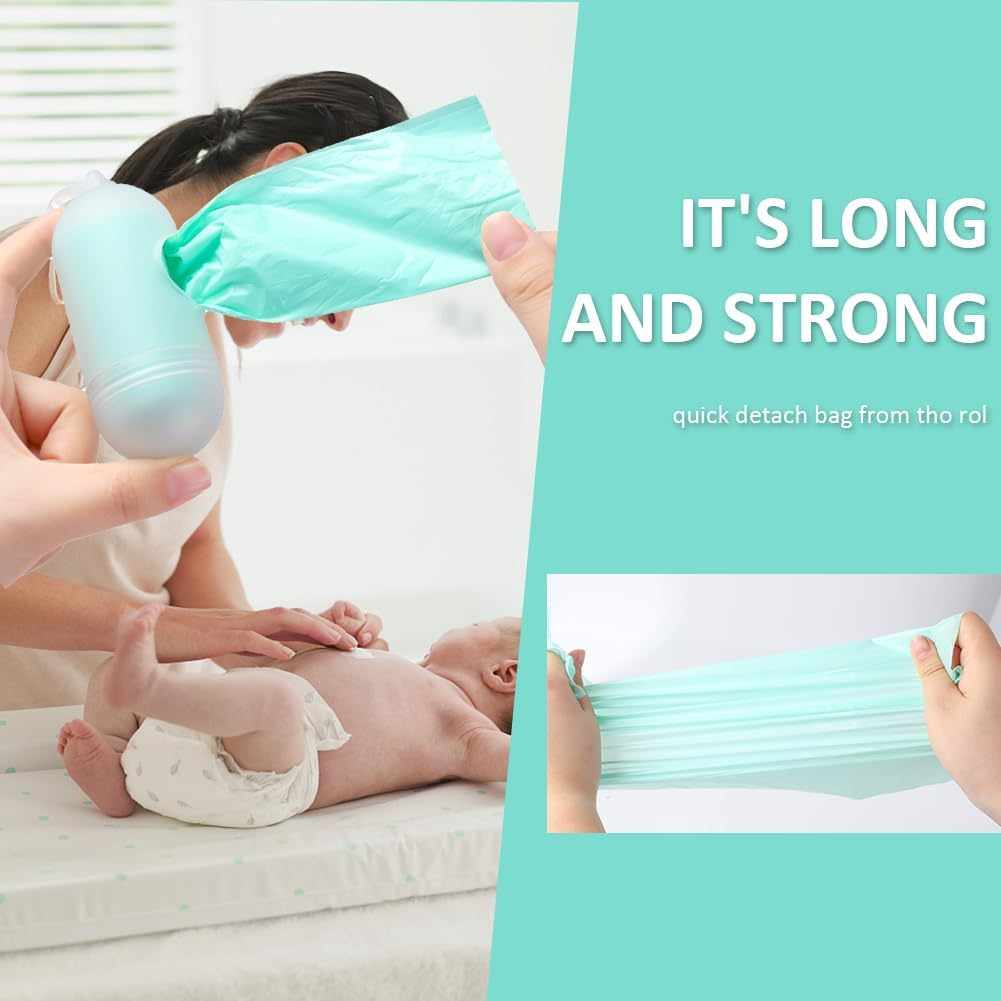 Diaper Bags Disposable for Baby, 20 Refill Rolls/300 Bags Waste Bags with Dispenser, Convenient and Quick Diaper Disposal, Rainbow image number 1