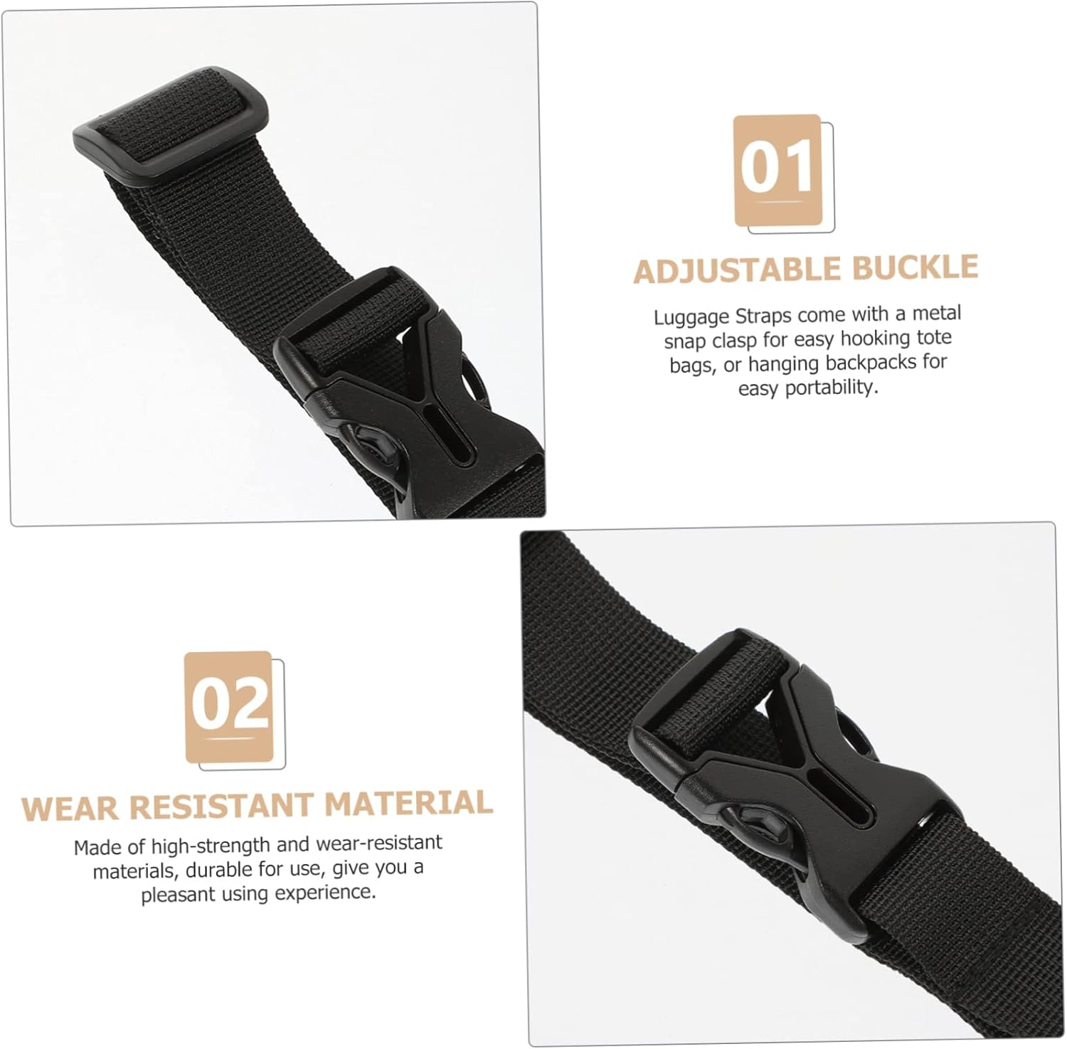 CORHAD 2Pcs Luggage Straps Buckle Adjustable Luggage Belts for Travel Suitcase Straps Convenient Travel Accessories for Outdoor Hiking Gear image number 2