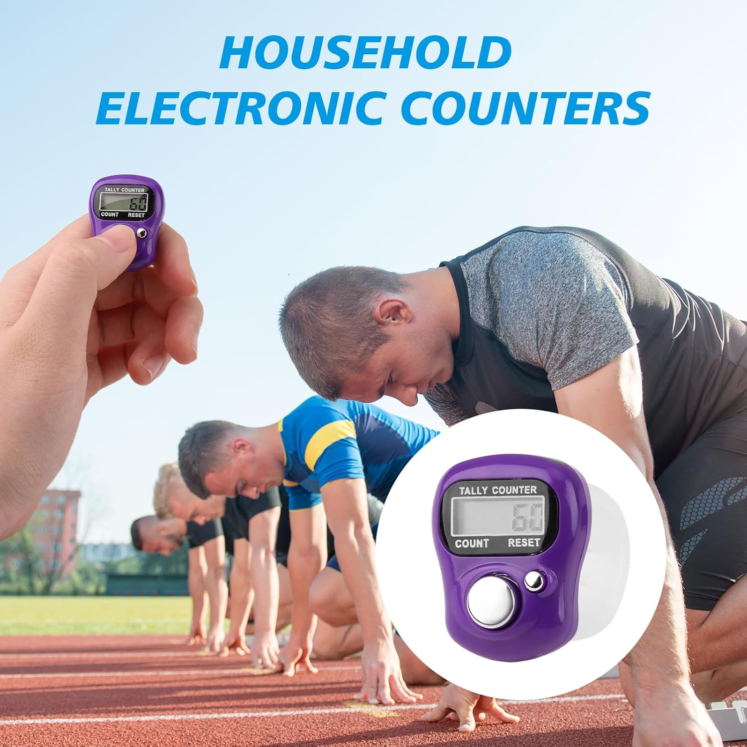 8 Pcs Electronic Finger Tally Counter Mini LCD Digital Display Tally Counter, Handheld Counter Clicker Pitch Counter, Resettable Finger Hand Tally Counter for Golf Coaching Knitting, Lap, Fishing Row image number 6