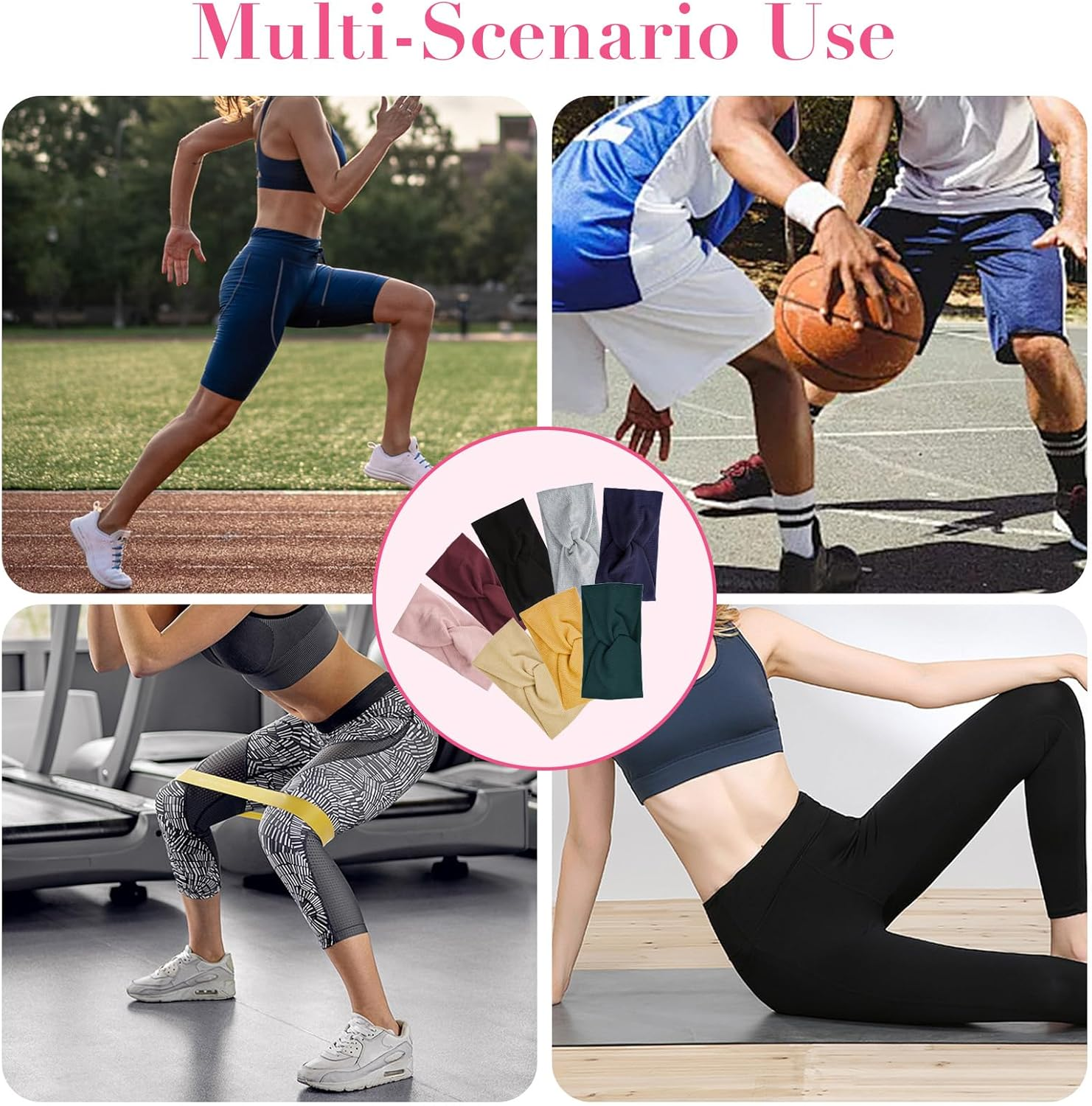 VEGCOO 8Pcs Wide Headbands for Women Large Turban Headband Soft Non Slip Boho Fashion Knotted Hair Bands Hair Accessories for Women image number 5