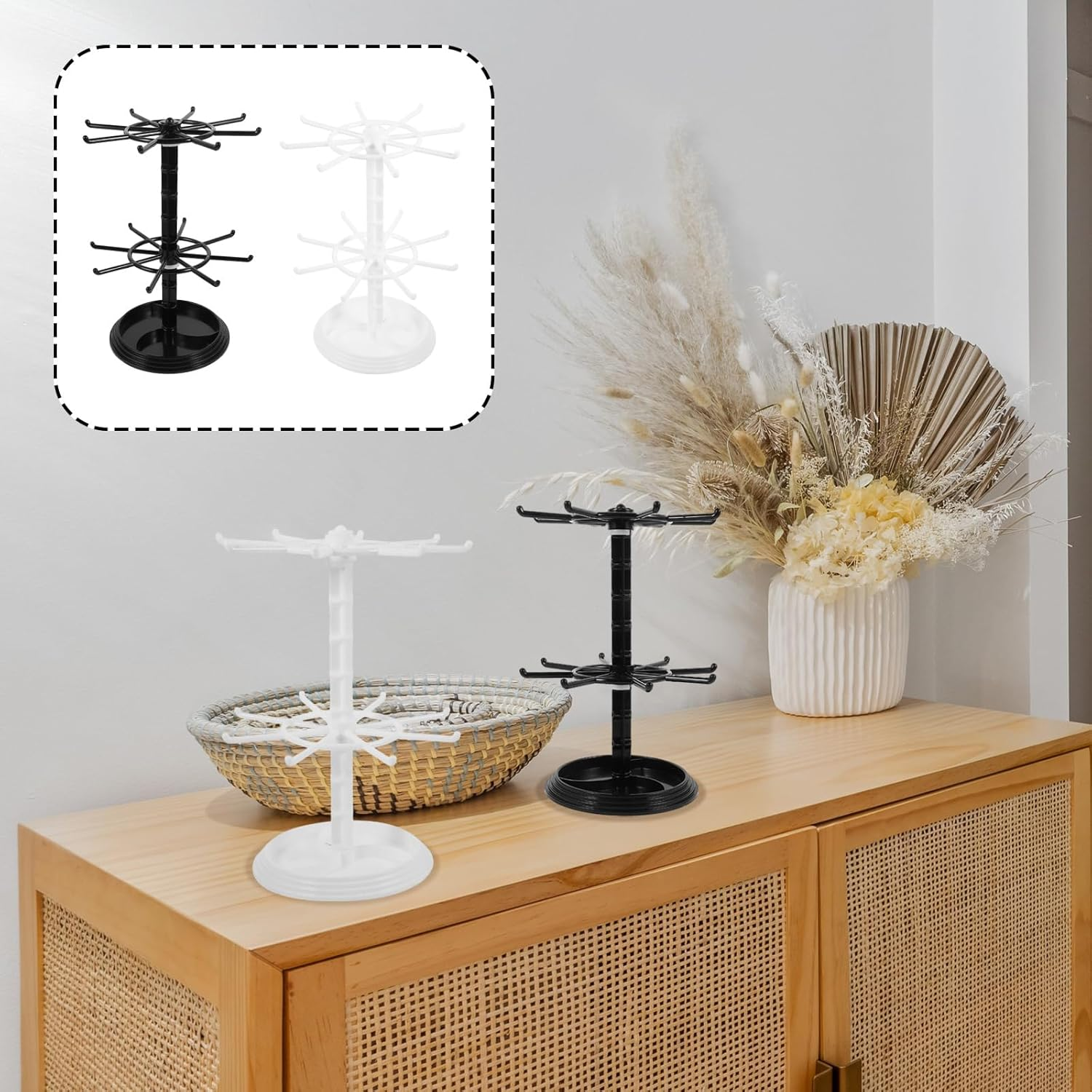 SHERCHPRY Retail Display Stand, 2Pcs 2 Tier Earring Display Stands, Rotating Rack for Store Display Shelves, Jewelry Keyring Socking Hats, Shop Spinner for Toys Show image number 5