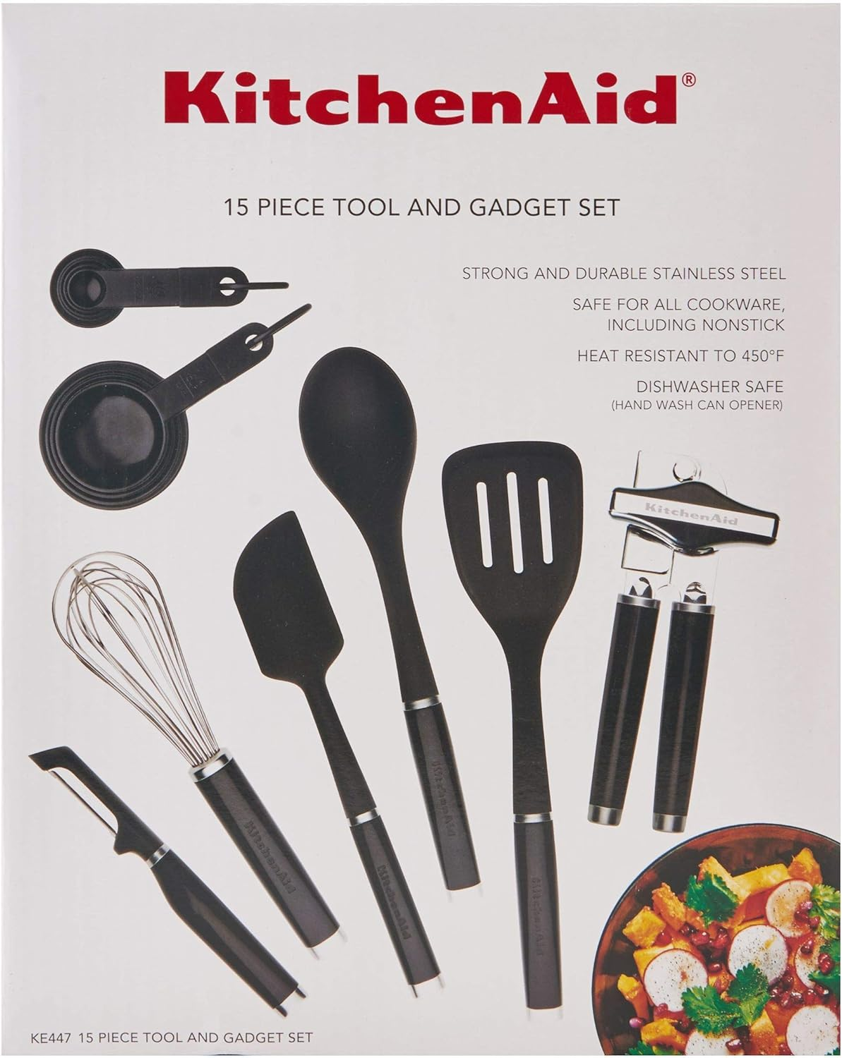 Kitchenaid Classic Tool and Gadget Set, 15-Piece, Black image number 3