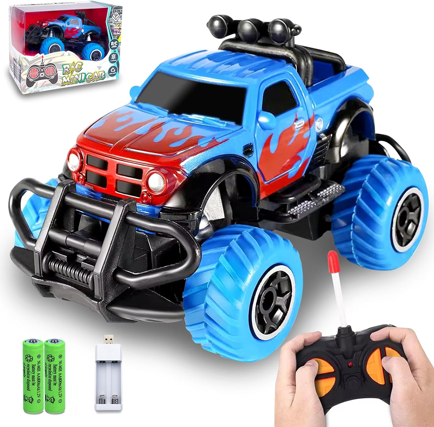 ZCOINS Blue Mini RC Remote Control Cars Toy 1:43 Scale for Kids Boys Girls, Small Truck Radio Controlled off Road Vehicle Racing Car for Outdoor Indoor Christmas Birthday Gifts Present image number 3