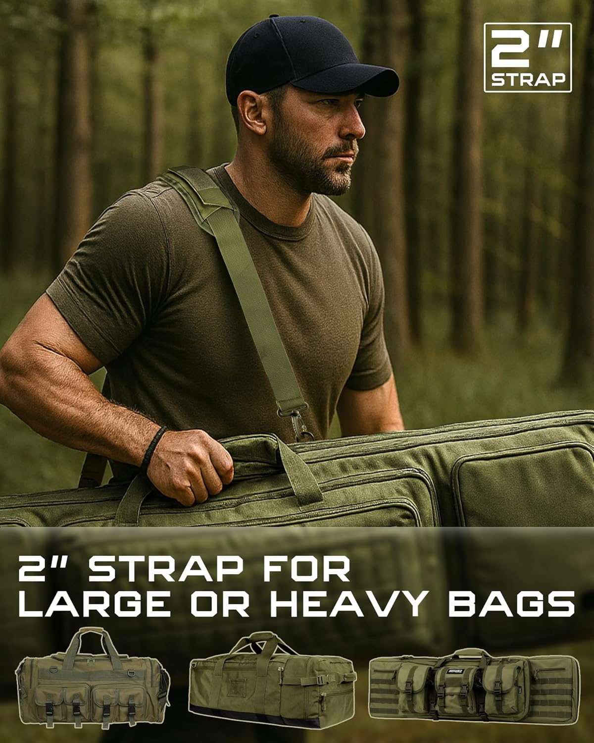 WYNEX Shoulder Strap Pad for Tactical Pouch, Universal Bag Strap with Detachable Thick Pad Single Shoulder Strap Replacement - Khaki image number 5