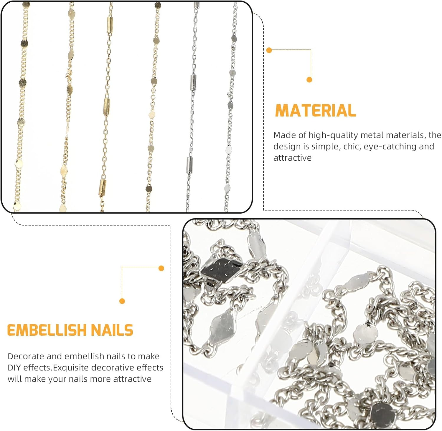 Iplusmile Creative Nail Art Metal Chain Jewelry DIY Accessories Box, Manicure Decoration Kit with Metal Chains for Nail Art Designs in Australia