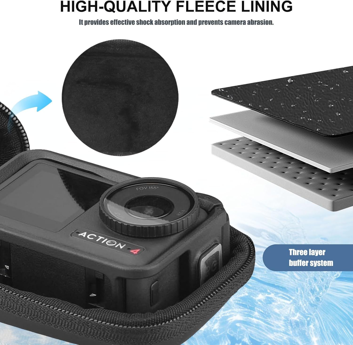 Veftsvy DJI Osmo Action 5 Pro Case Kit, Carrying Case, 9H Screen Protector, Silicone Lens Cap - Shockproof, Scratch-Resistant, Dustproof, All-Round Protection for Osmo Action 5/5Pro Camera image number 3