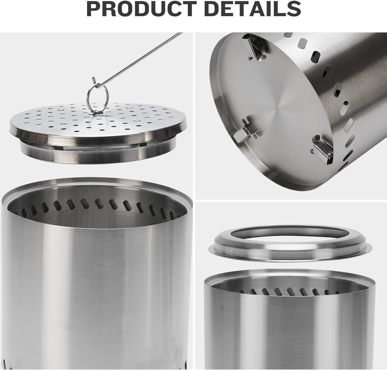 Camping Stove Portable Smoke-Free Barbecue Stove, Mini Courtyard Firewood Stove, Outdoor Camping Stove (Stainless Steel, 5.5 Inch) image number 2