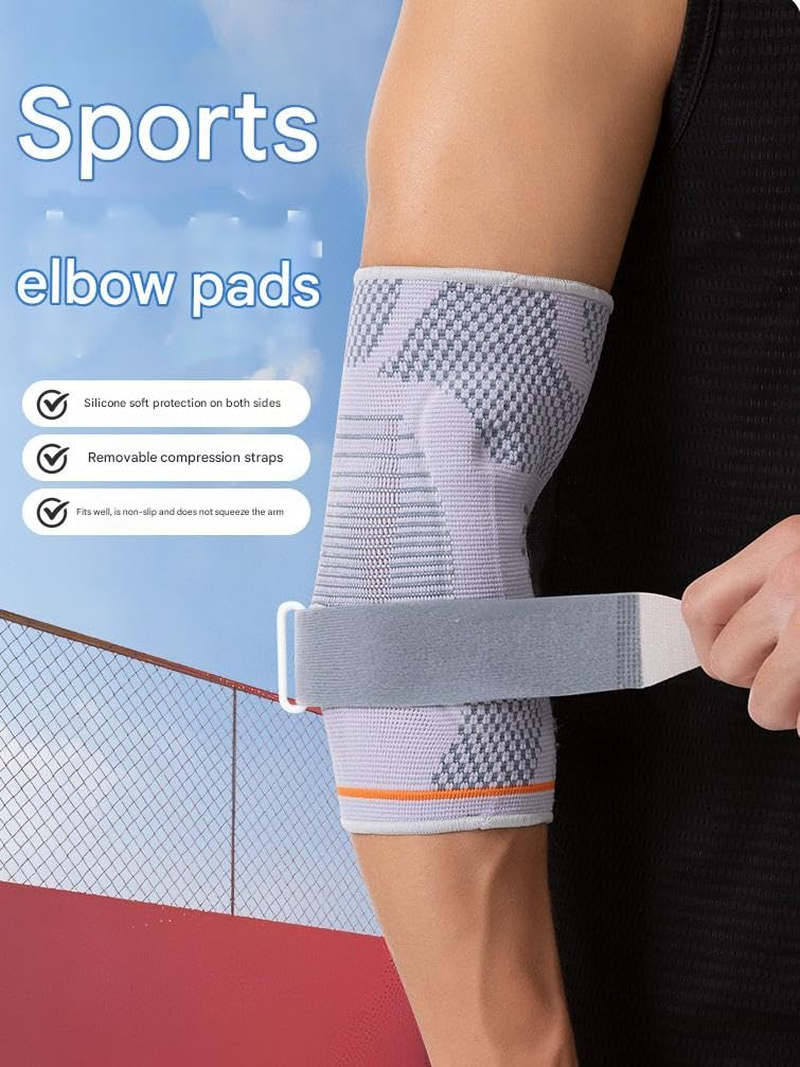 Venom Strapped Elbow Brace Compression Sleeve - Elastic Support for Tendonitis Pain Tennis Elbow Golfer'S Elbow Arthritis Bursitis Basketball Baseball Golf Lifting Sports Men Women (Grey, M -1 PC) image number 1
