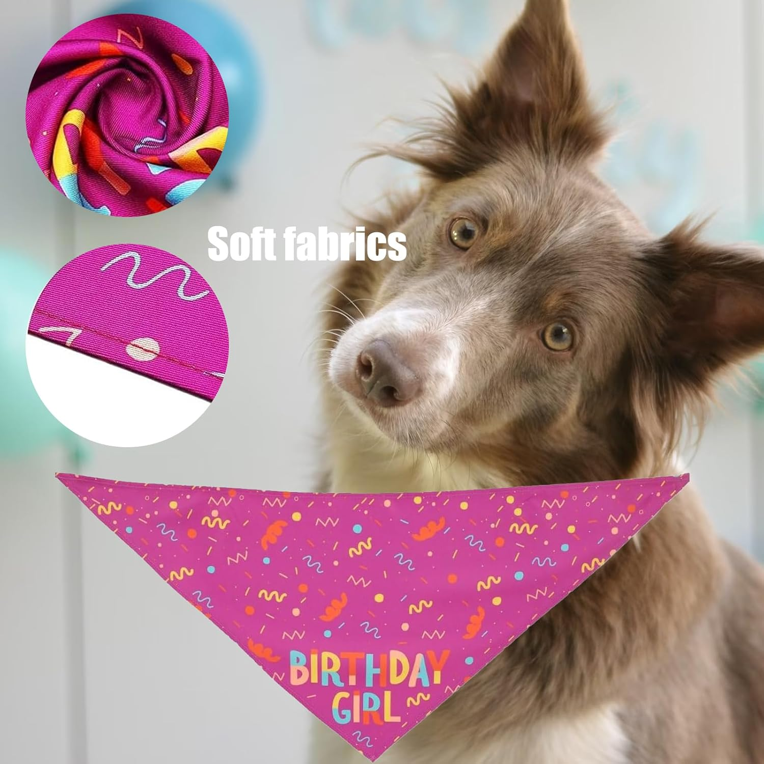 Dog Birthday Triangle Bib, Dog Birthday Bandana, Birthday Dog Bandana, Birthday Bone Toy with Dog, Suitable for Small, Medium and Large Female Dogs and Cats image number 1