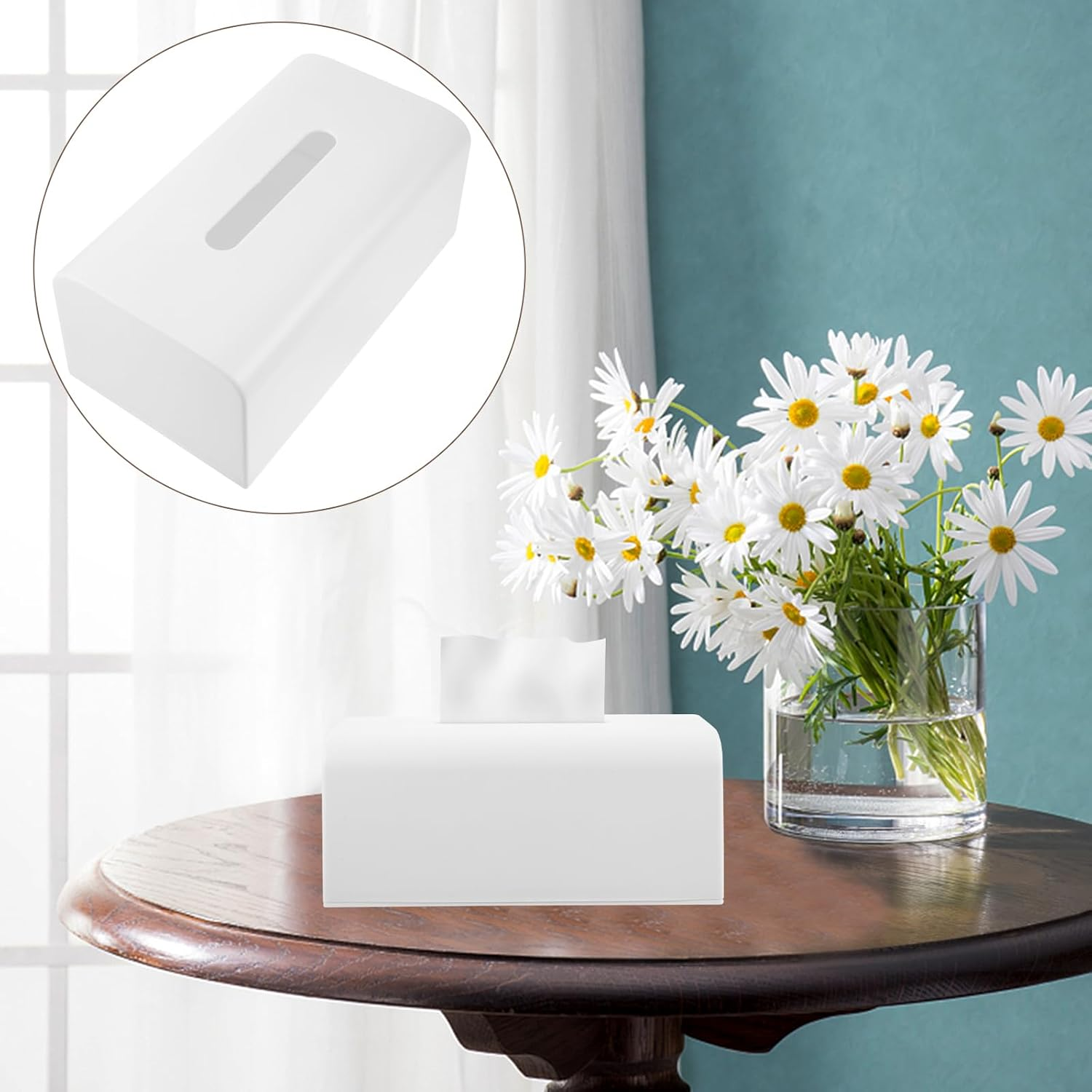 VICASKY Car Plastic Tissue Box Holder Square Tissue Box Cover White Napkin Storage Container Practical for Home and Office image number 2