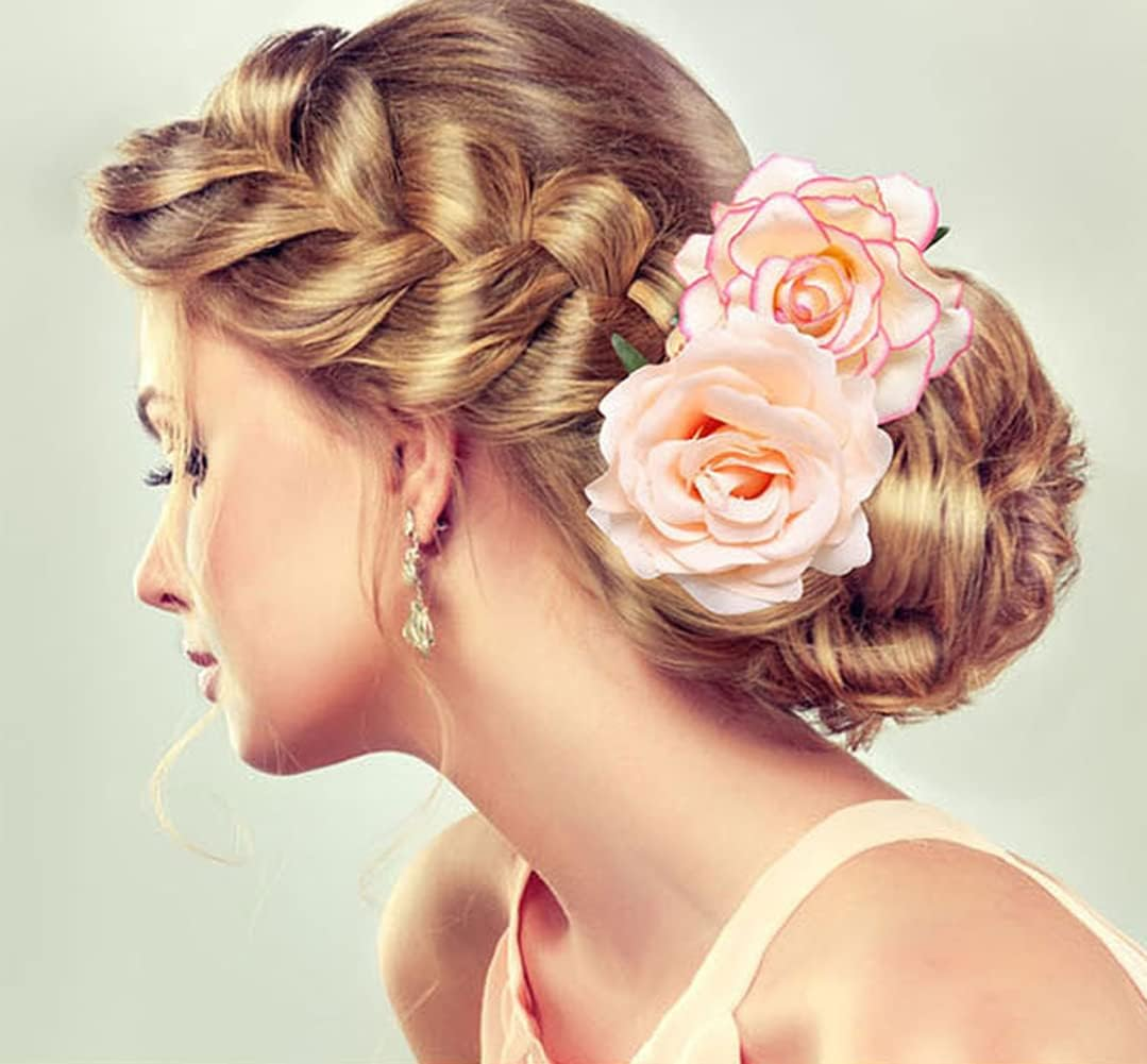 Ericotry Pack of 6 Rose Flower Hair Clips Hair Pin Elegant Large Rose Flowers Brooch Flamenco Dancer Flower Pin up Brooch Bridal Headpiece Hair Accessories for Women Girls image number 4