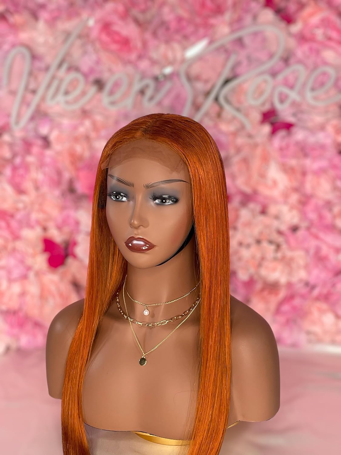 4X4 Hd Lace Ginger/Orange Human Hair Wig, Lace Front Wig Lace Closure Wig Ombre Human Hair Wigs 4X4 Wig 24 Inch 180 Density