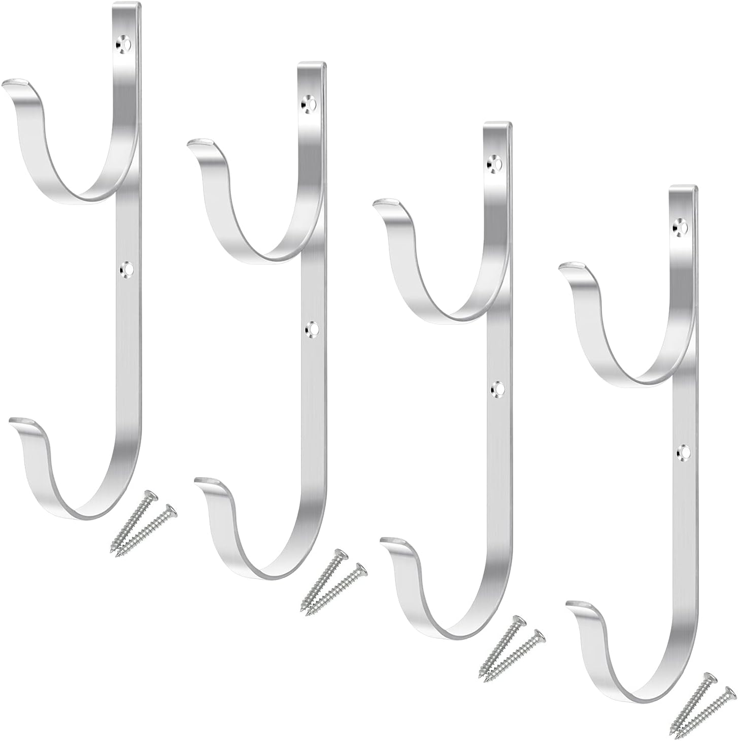 Coolrunner 4Pcs Pool Pole Hangers, Aluminum Pool Equipment Hooks with 8 Screws Pool Organizer Hooks Fence Holder for Pool Hose Skimmer Net Pool Brush Fishing Rod Gardening and Pool Supplies