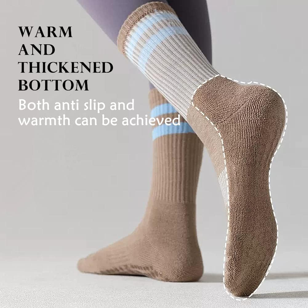 5 Pairs Yoga Socks Women'S Medium Warm and Shock-Absorbing Floor Socks Cotton Fitness Dance Pilates Girl'S Stockings Non Slip Sports Thick Sole, Multicolor image number 1
