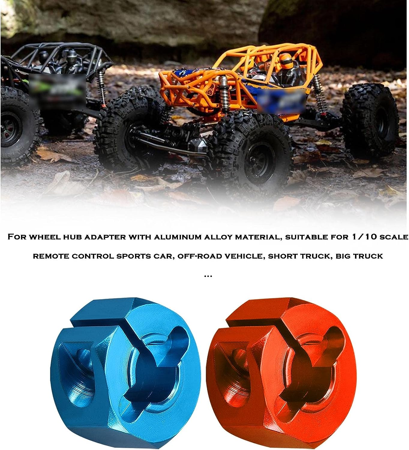 Emagtech 8Pcs Wheel Hex Adapter Aluminum Alloy Wheel Hub Socket Adapter RC Car Wheel Hexagonal Drive Hub Adapters Compatible with HSP Compatible with SCX10 Blue Red image number 1