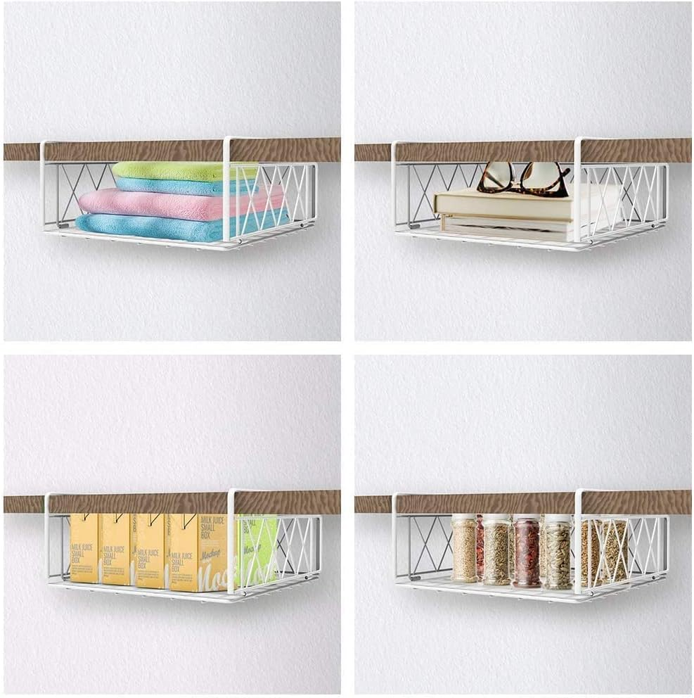 Metal Hanging Basket Shelf, Pack of 2, Bronze, under Cabinet, Kitchen Storage, L X D X H: 32 X 32 X 12.9 Cm image number 1