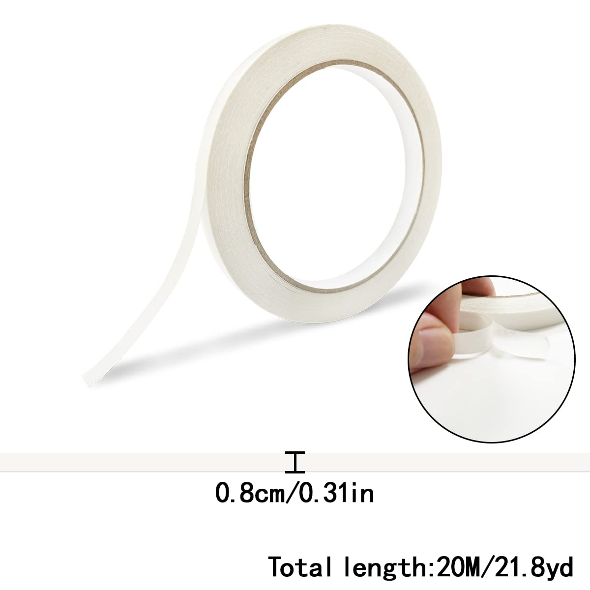 Sticky Craft Tape, 4 Rolls Double Sided Tape for Crafts, Card Making, Scrapbooking, Gift Wrapping (8Mm X 20M Each Roll) image number 1