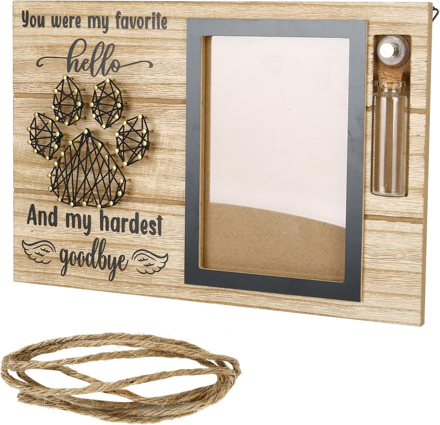 Pets Memorial Picture Frame, Cat & Dogs Pet Wooden Memory Photo Frame, Rectangular Picture Frame Commemorative for Loss, Pet Souvenir Keepsake Memorial Gifts Sympathy Gift (C) image number 4